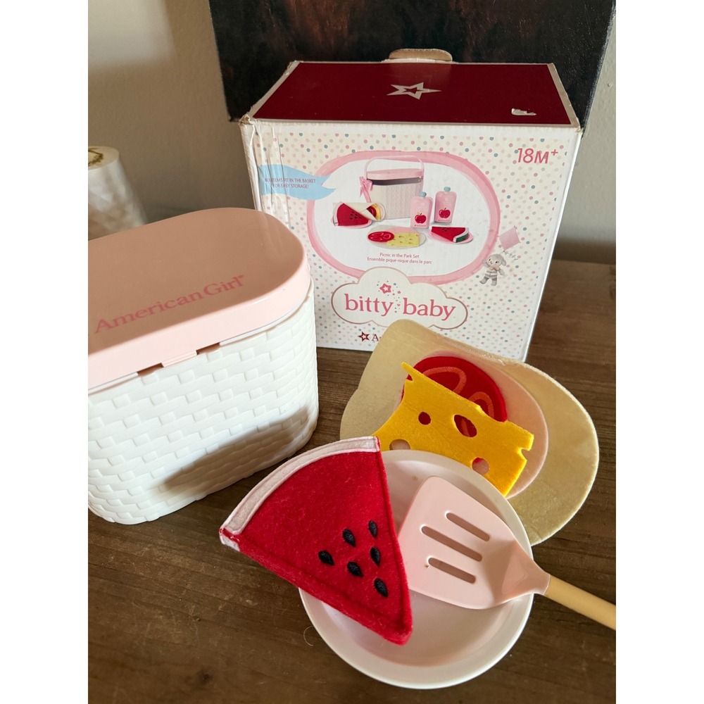 American Girl Bitty Baby Picnic in the Park Set Felt Food Basket H49-FF1A
